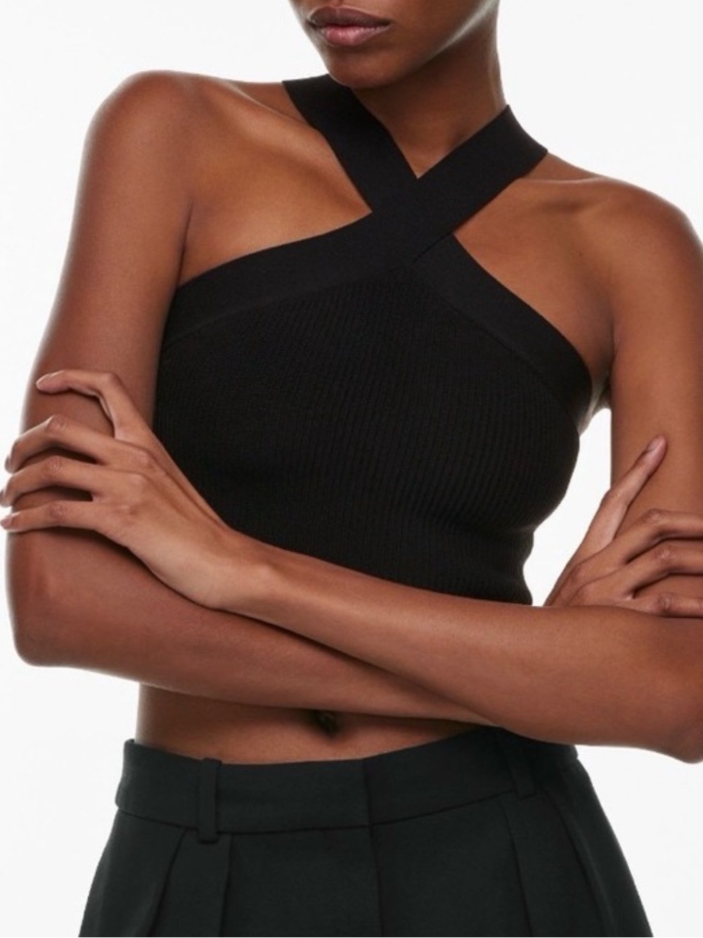 Babaton Sculpt Knit Criss Cross Tank in Black Sz Medium